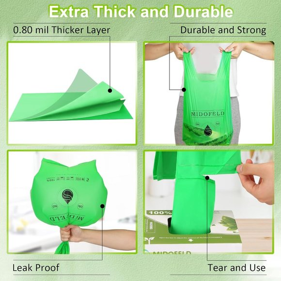 2.6 Gallon Compostable Bags, Biodegradable Small Trash Bags 100 Count Waste Bags - Picture 3 of 8